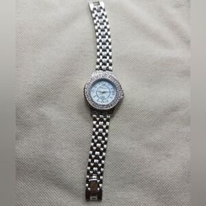 Elgin II By Avon, Pearlescent Face, Silver Toned Rhinestones